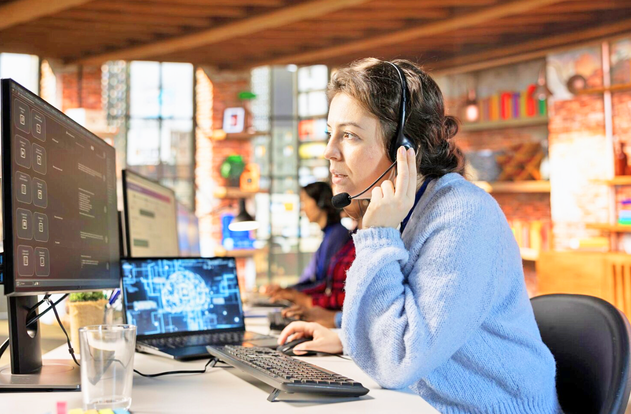 Woman working on laptop